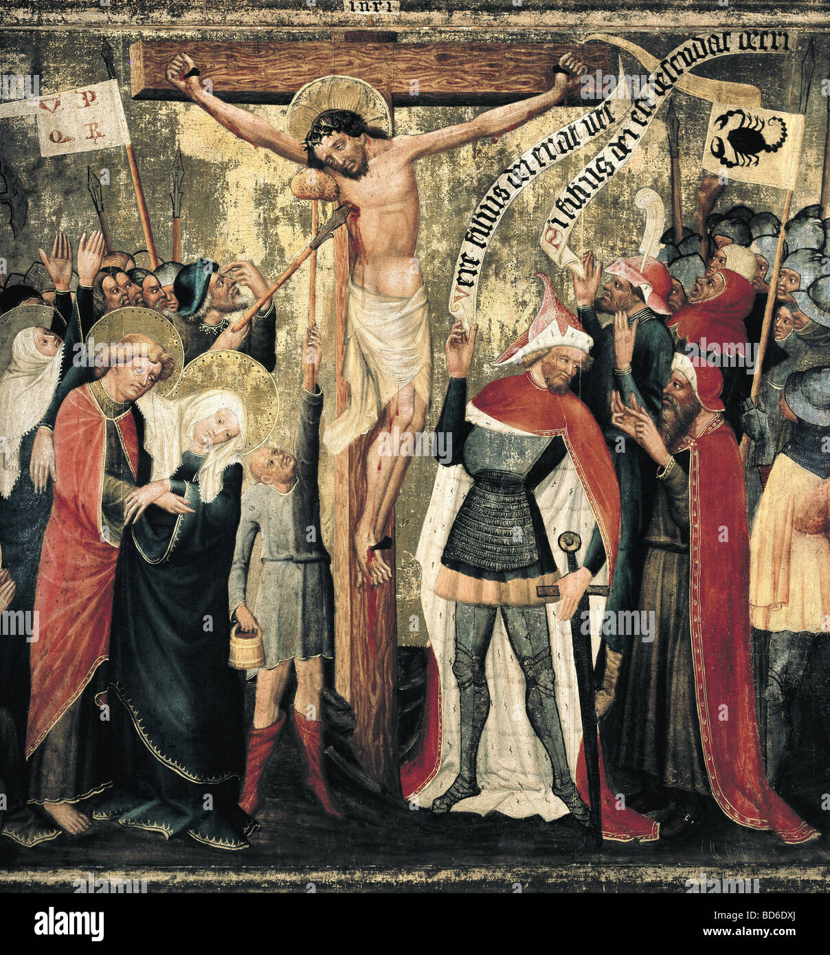 Belle arti, Medioevo, Germania, pittura, "La Crocifissione di Cristo", dettaglio artista sconosciuto, " Crocifissione altare' da Fu Foto Stock