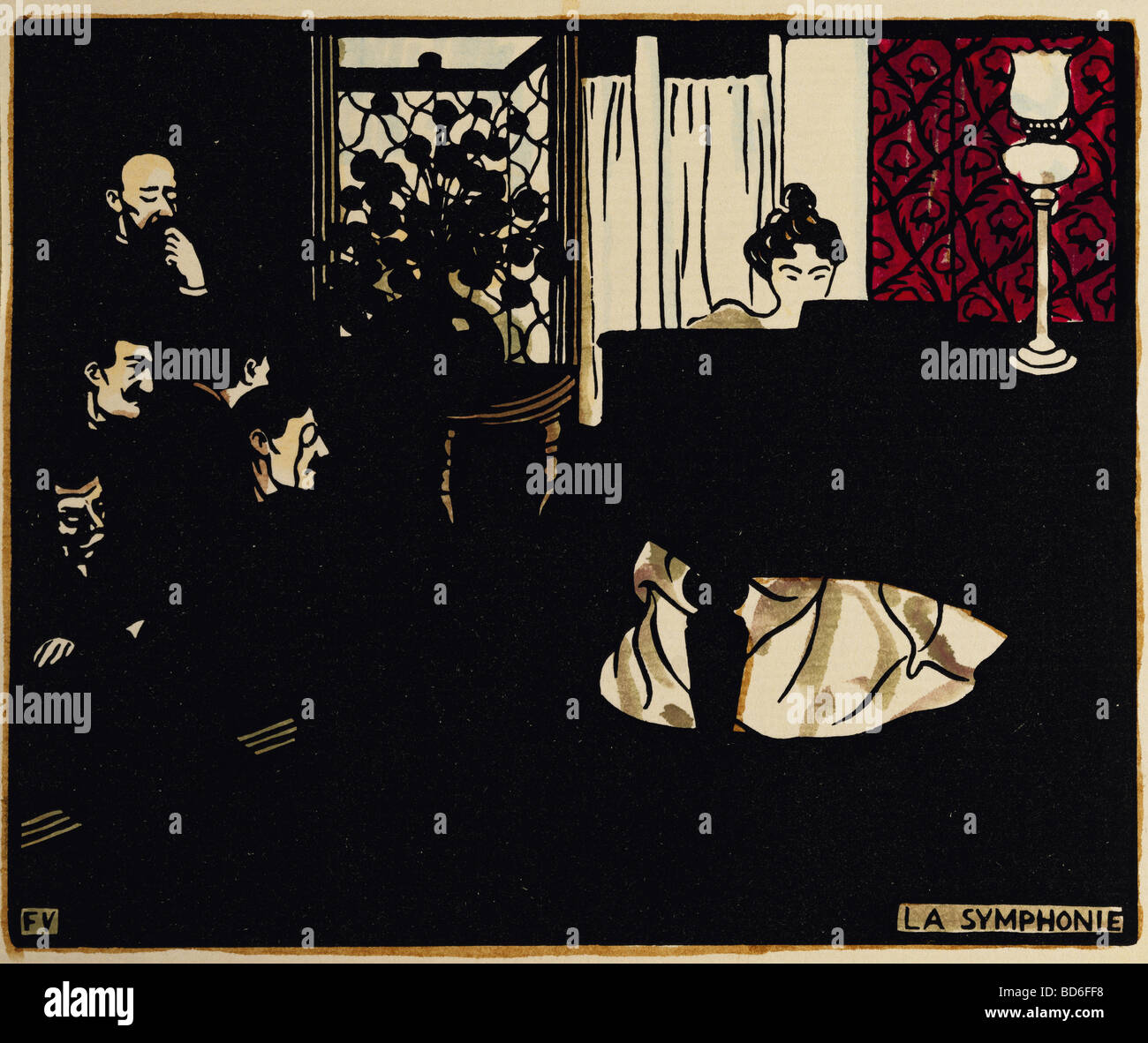 Belle arti, Art Nouveau, grafico, 'La Symphonie', da Felix Valloton (1865 - 1925), xilografia, circa 1894, musica, storico histo Foto Stock