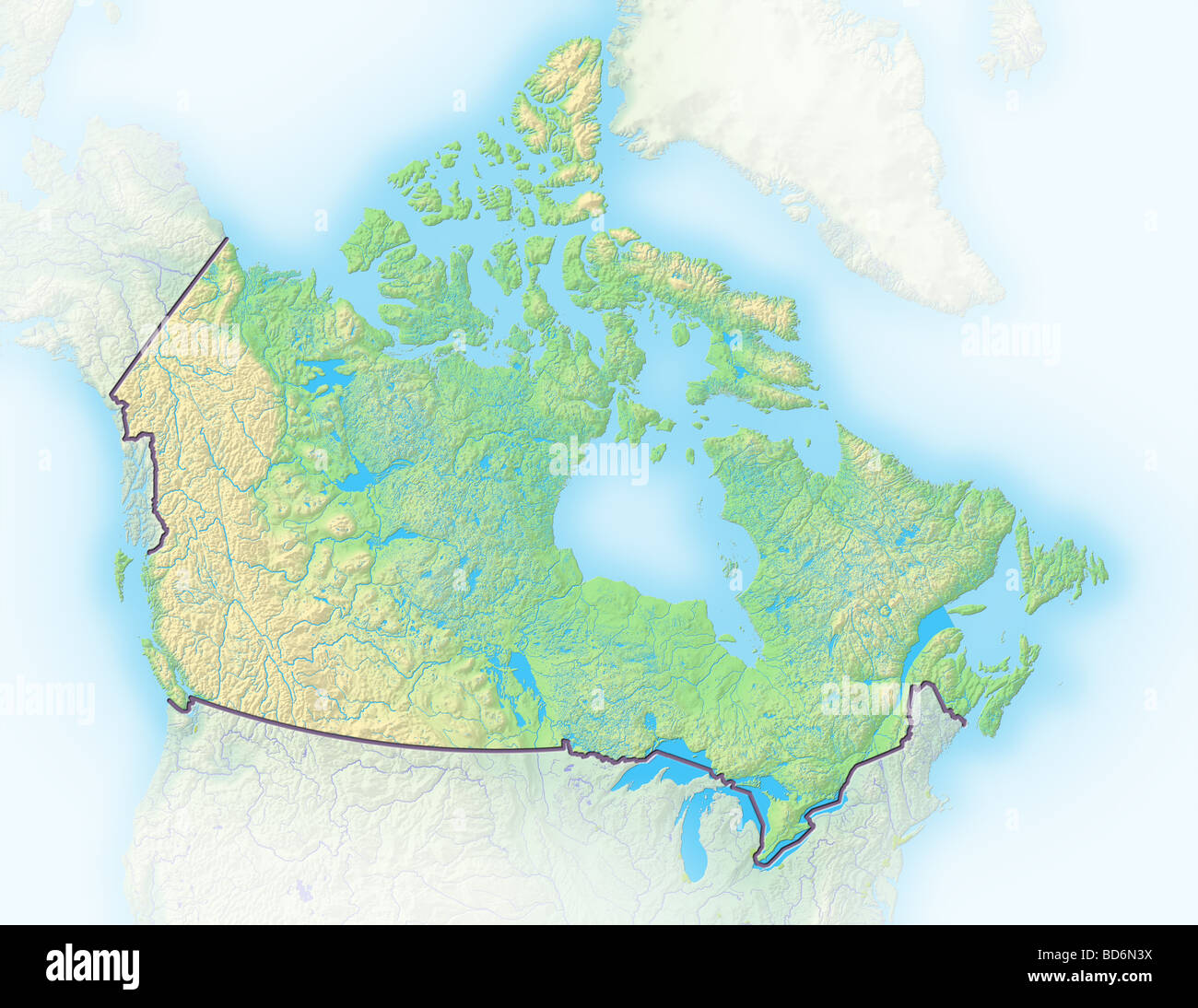 Canada, Rilievo ombreggiato mappa. Foto Stock