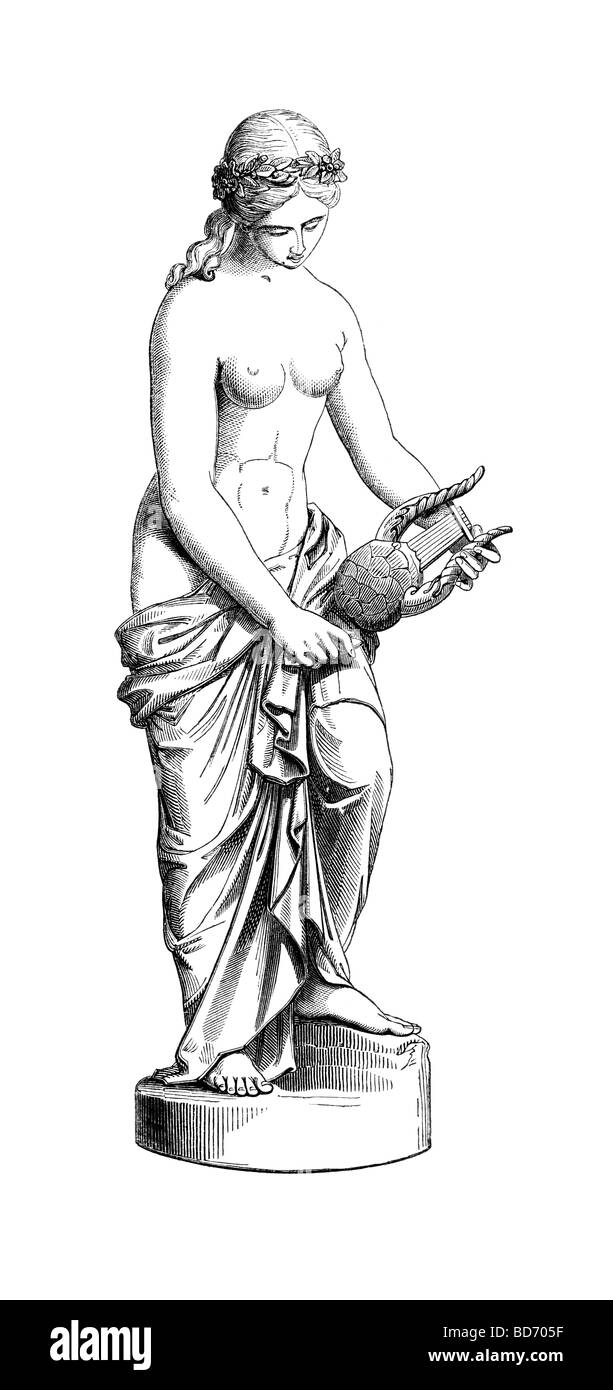 Statua di Saffo--arredamento di antiquariato illustrazione Foto Stock