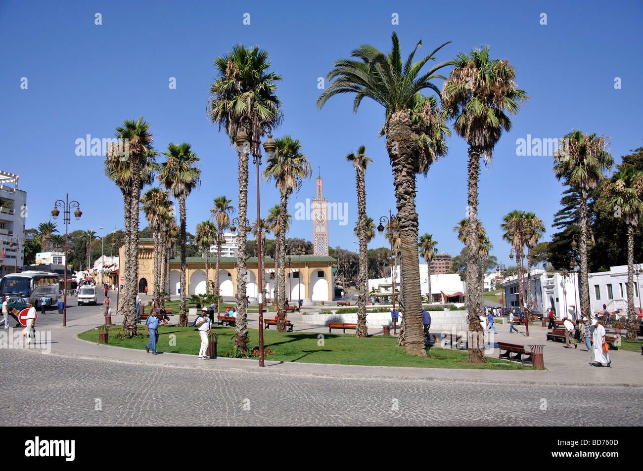Gran Socco con fontana, Tangeri, Regione Tangier-Tétouan, Marocco Foto Stock