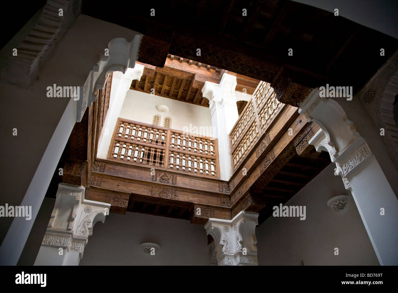 Il medievale medersa Ben Youssef scuola coranica nella vecchia Medina, Marrakech, Marocco, Africa del Nord. Foto Stock