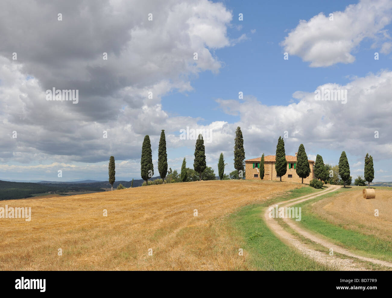 Villa in Toscana tra i cipressi Foto Stock