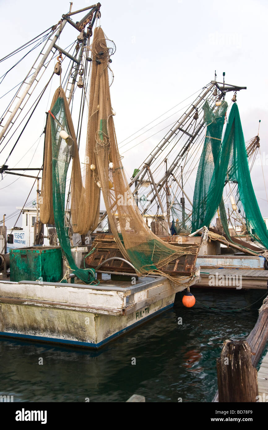 Ormeggiate barche da pesca shrimpers Foto Stock