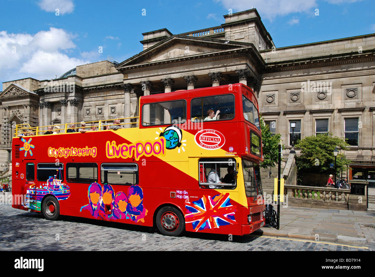 Una gita turistica in autobus in liverpool, Regno Unito Foto Stock