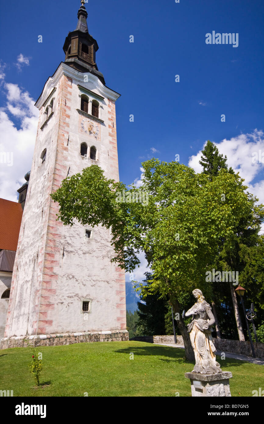 Chiesa di Santa Maria sul isola del lago di Bled Slovenia Foto Stock
