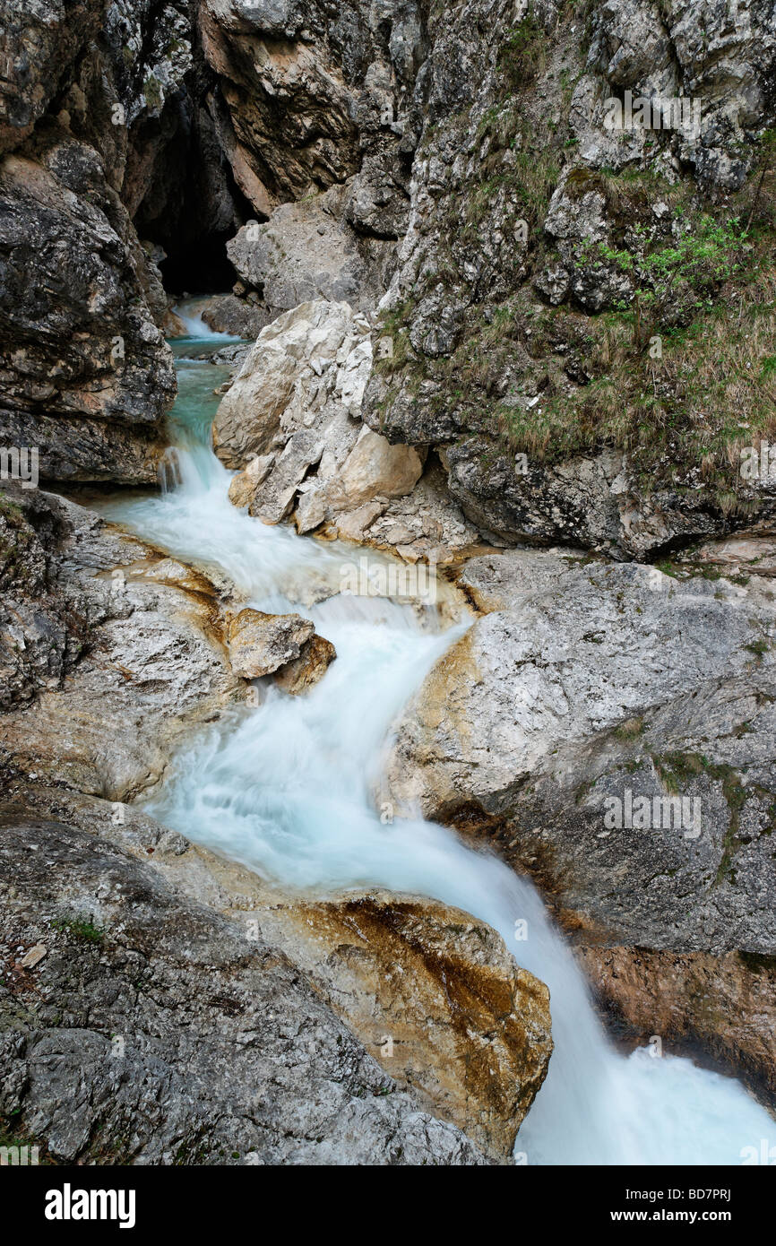 Mlinarica fiume nella gola Mlinarica, trenta, Soca Valley, Gorenjska, Slovenia. Foto Stock