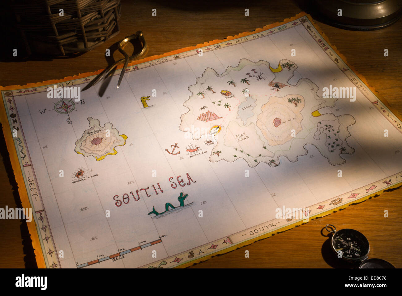 Swono Federa Per Cuscino Rettangolare 30x50 Cm - Mappa Del Tesoro Pirata Su Pergamena - Cotone E Lino - Decorazione Divano E Letto