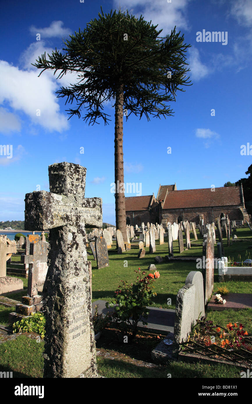 Chiesa e cimitero di San Brelade Jersey Isole del Canale Foto Stock