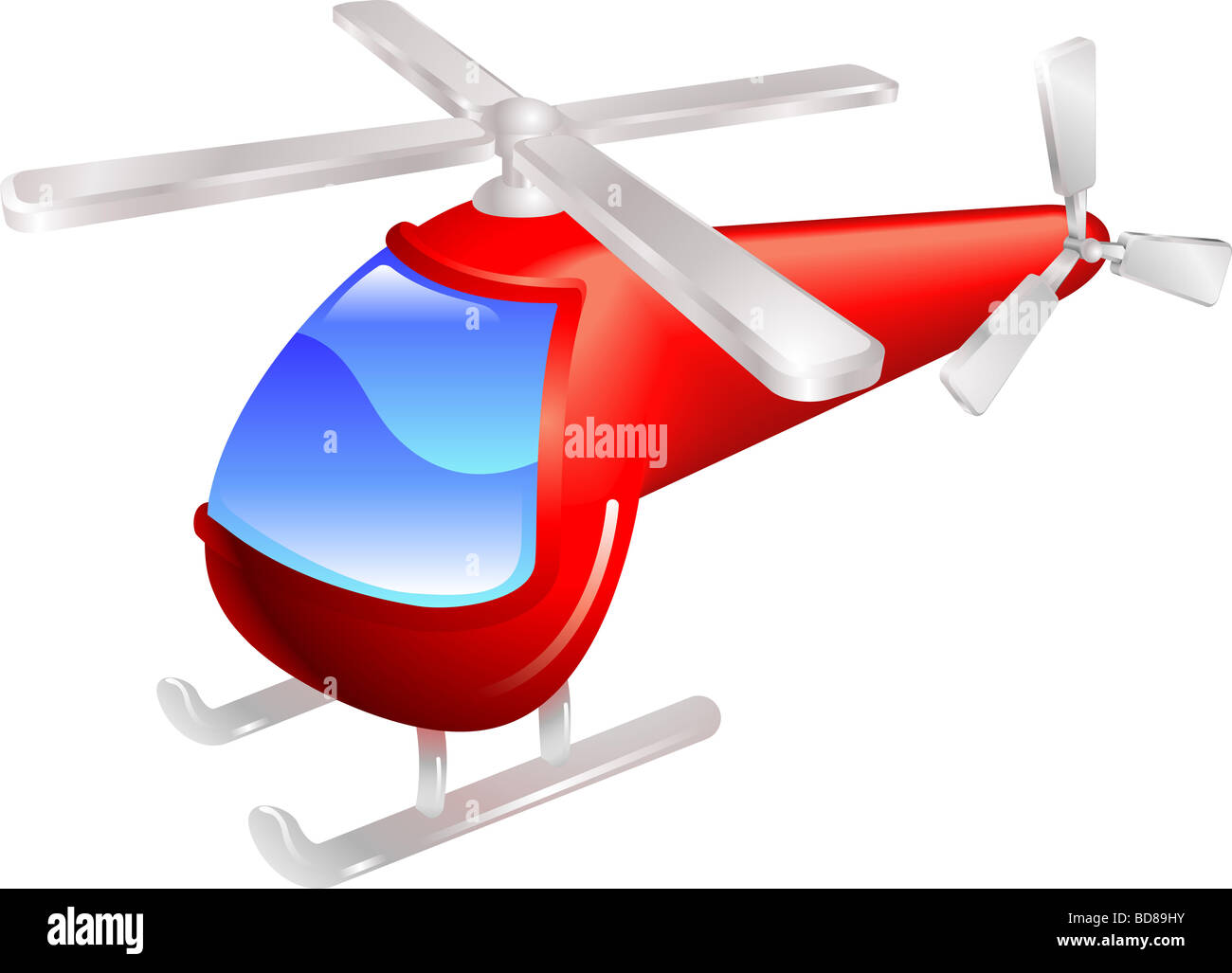 Stile Cartoon elicottero rosso illustrazione vettoriale Foto Stock