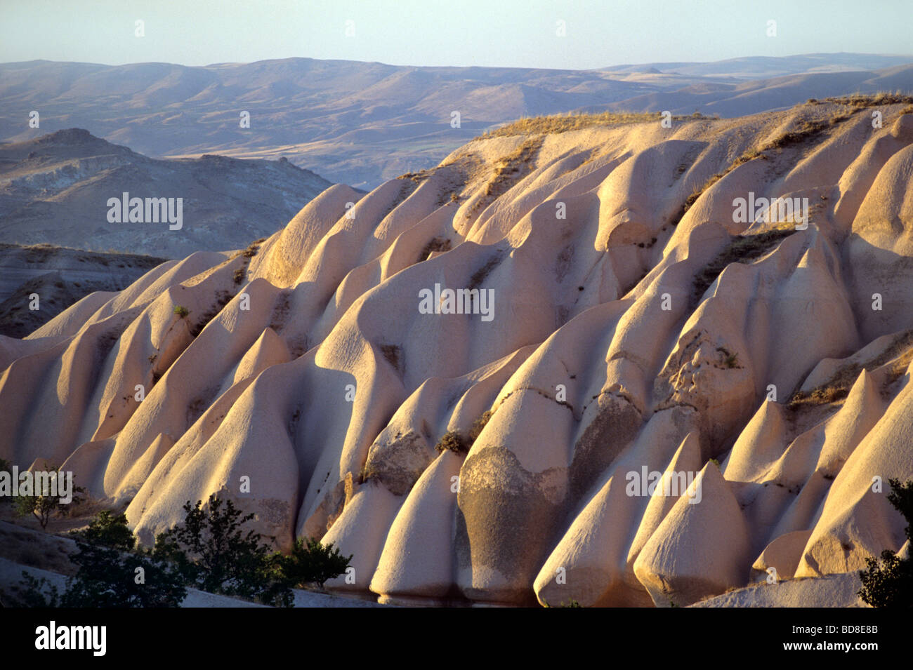 Iconico formazioni rocciose a Capadocia, Turchia Foto Stock