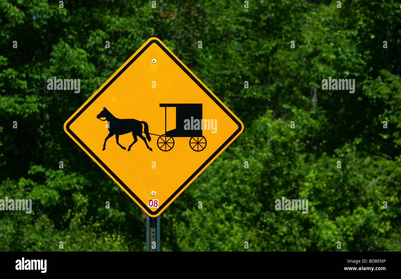 Cavallo rurale e buggy segno Foto Stock