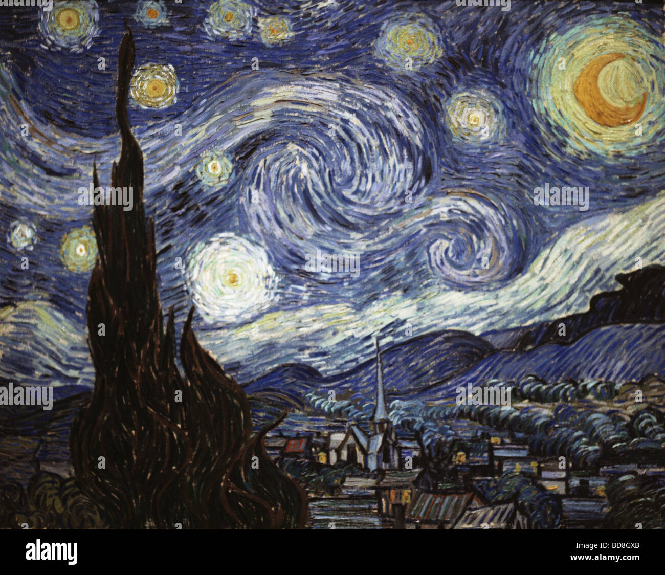 Belle arti, Gogh, Vincent van, (1853 - 1890), pittura, "Notte stellata", olio su tela, 73 x 92 cm, 1889, National Gallery of Art di Washington D.C., artista del diritto d'autore non deve essere cancellata Foto Stock