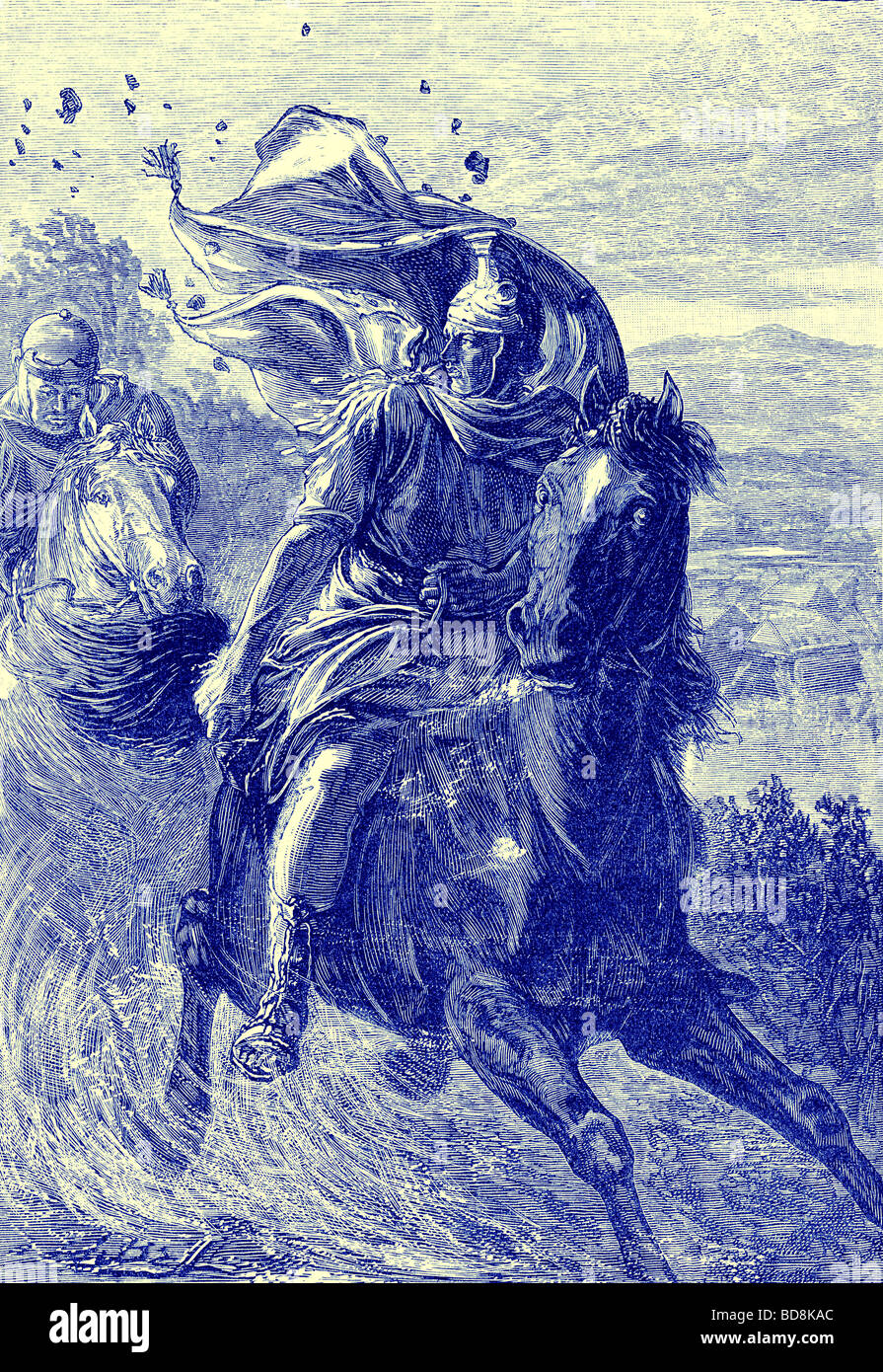 Volo di Pompeo dal campo di battaglia della Pharsalia Foto Stock