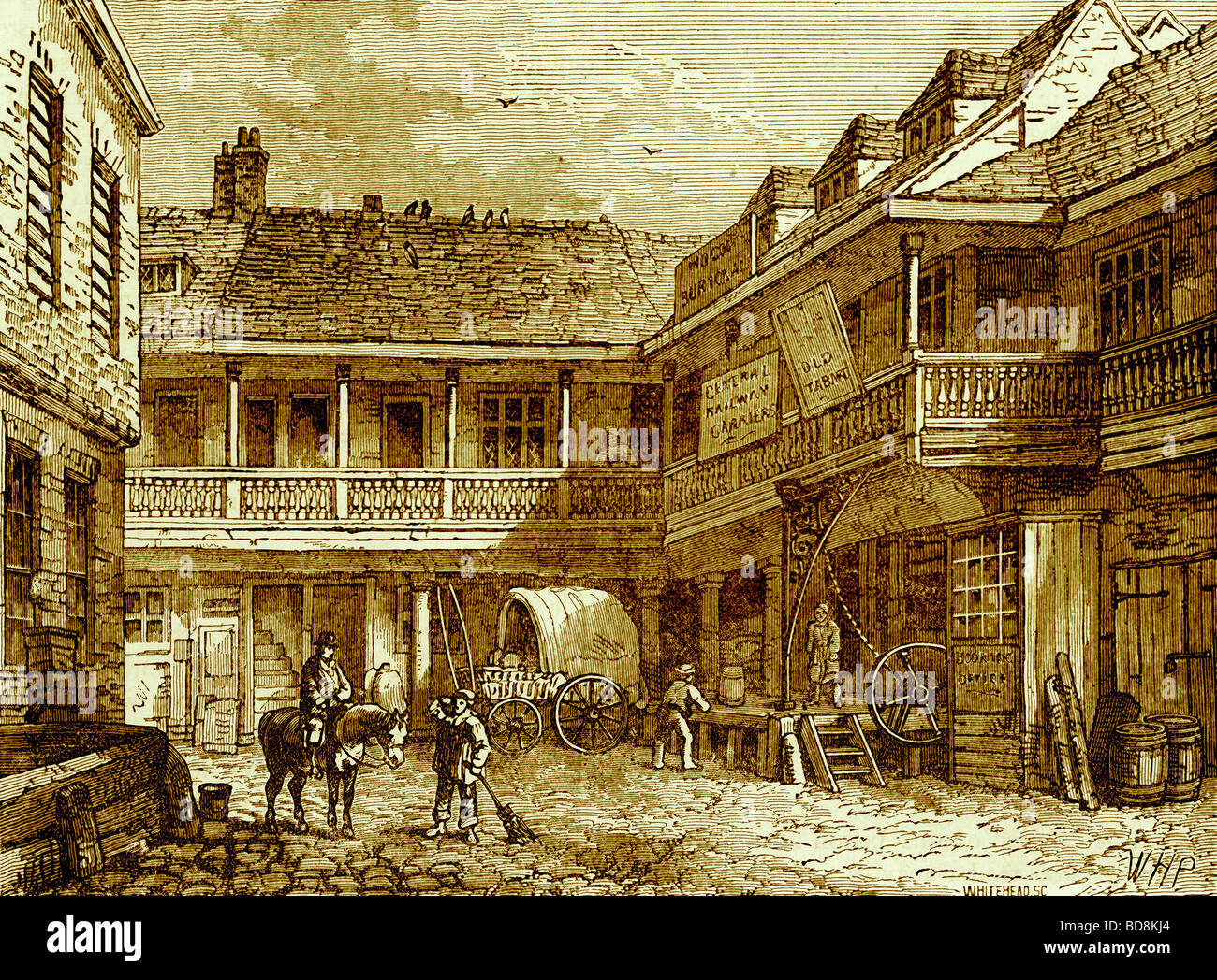 Il vecchio Tabard Inn Illustrazione da vecchi e nuovi di Londra da Edward Walford Cassell c 1880 Foto Stock