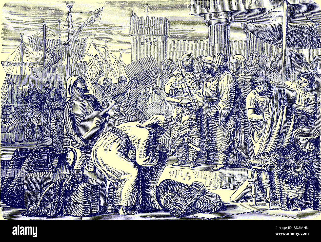 Mercanti fenici e commercianti illustrazione dalla storia illustrata del mondo Ward Lock c 1880 Foto Stock