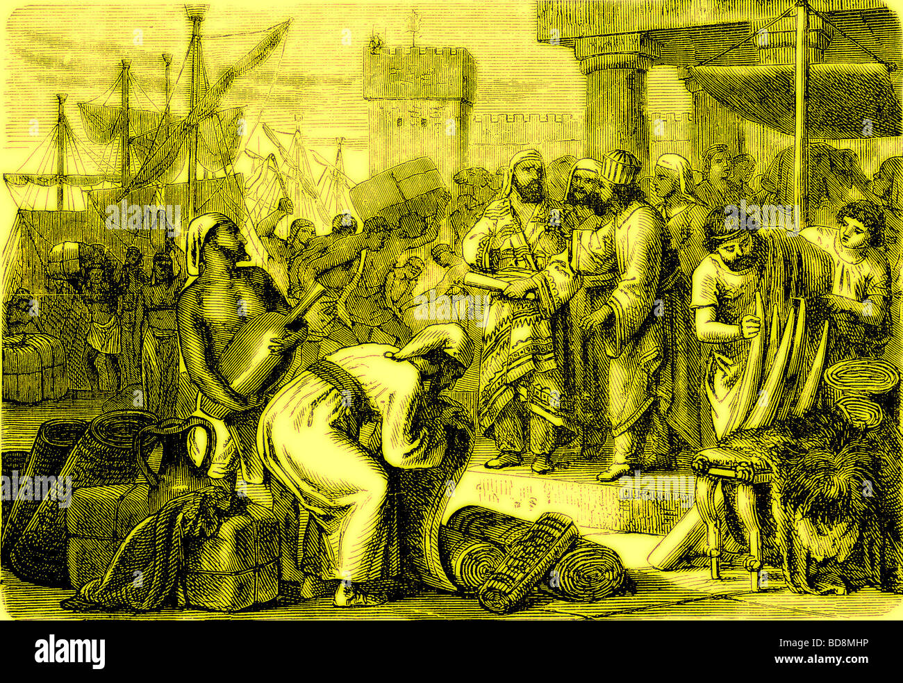 Mercanti fenici e commercianti illustrazione dalla storia illustrata del mondo Ward Lock c 1880 Foto Stock