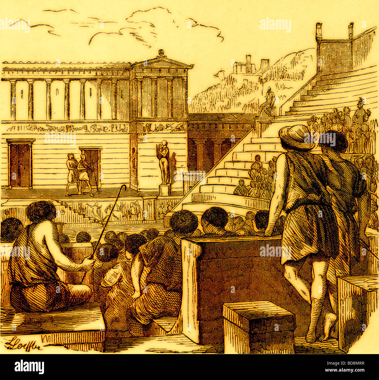 Teatro in Grecia antica illustrazione dalla storia illustrata del mondo Ward Lock c 1880 Foto Stock