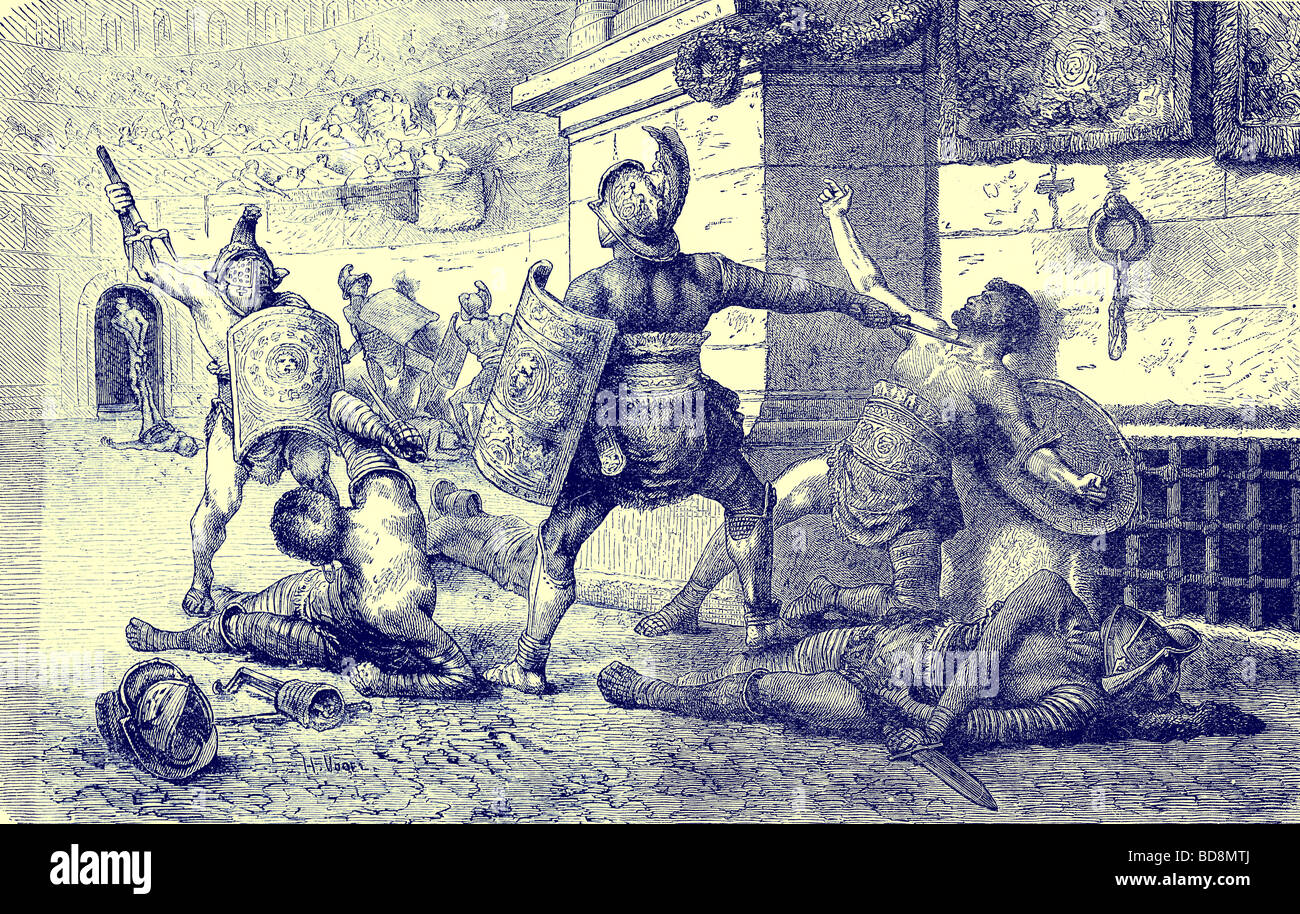 Combattimenti di gladiatori Foto Stock