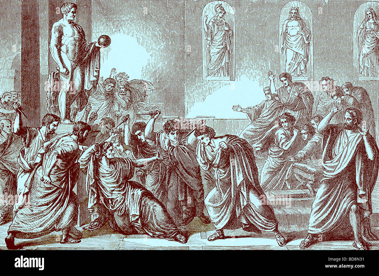 L'assassinio di Giulio Cesare illustrazione dalla storia illustrata del mondo Ward Lock c 1880 Foto Stock