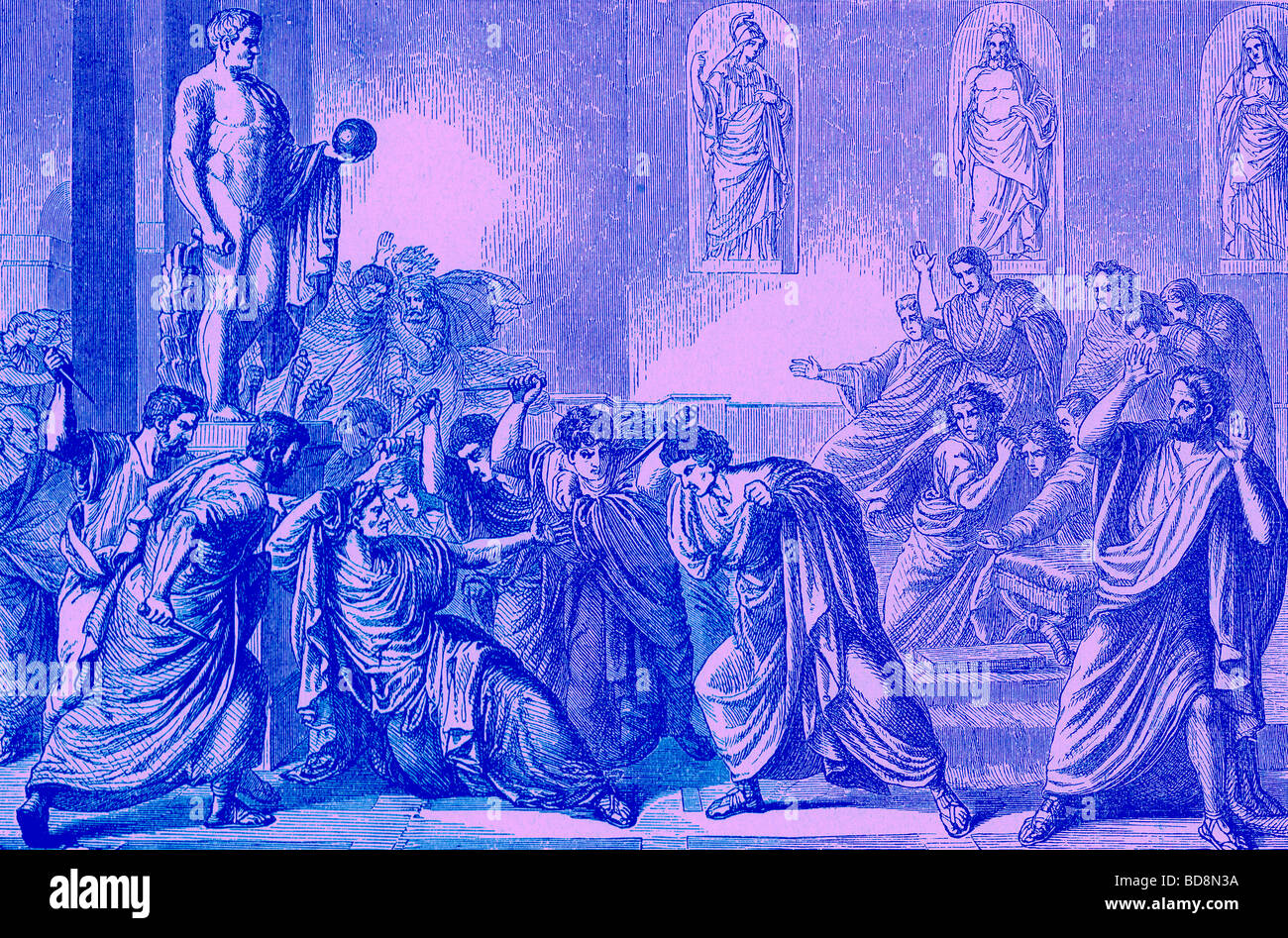 L'assassinio di Giulio Cesare illustrazione dalla storia illustrata del mondo Ward Lock c 1880 Foto Stock
