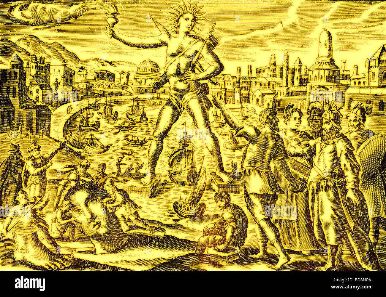 Colosso di Rodi da una vecchia immagine di stampa dalla rivista Foto George Newnes 1894 Foto Stock