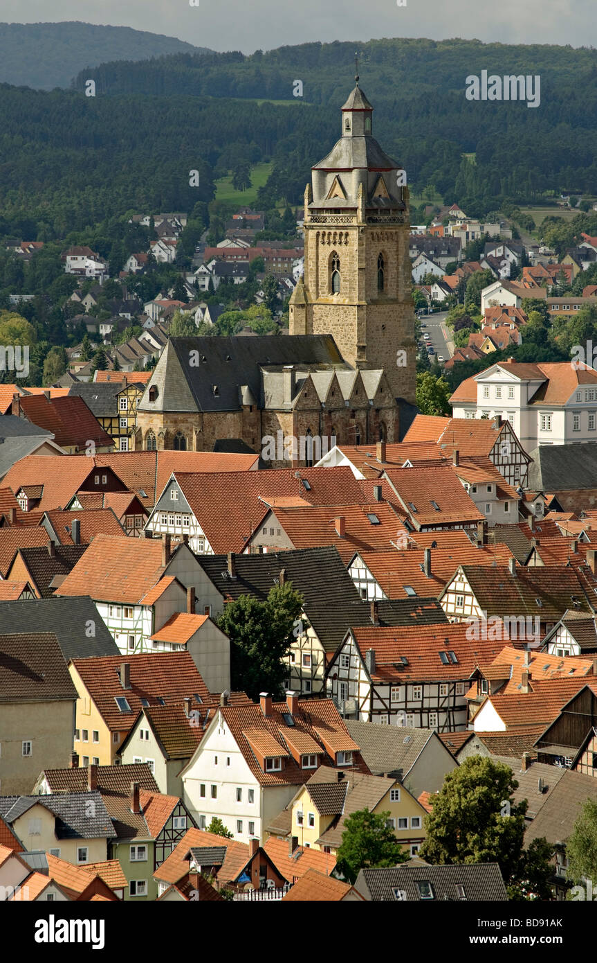 Vista della città termale 'Bad Wildungen' Assia, Germania. Foto Stock