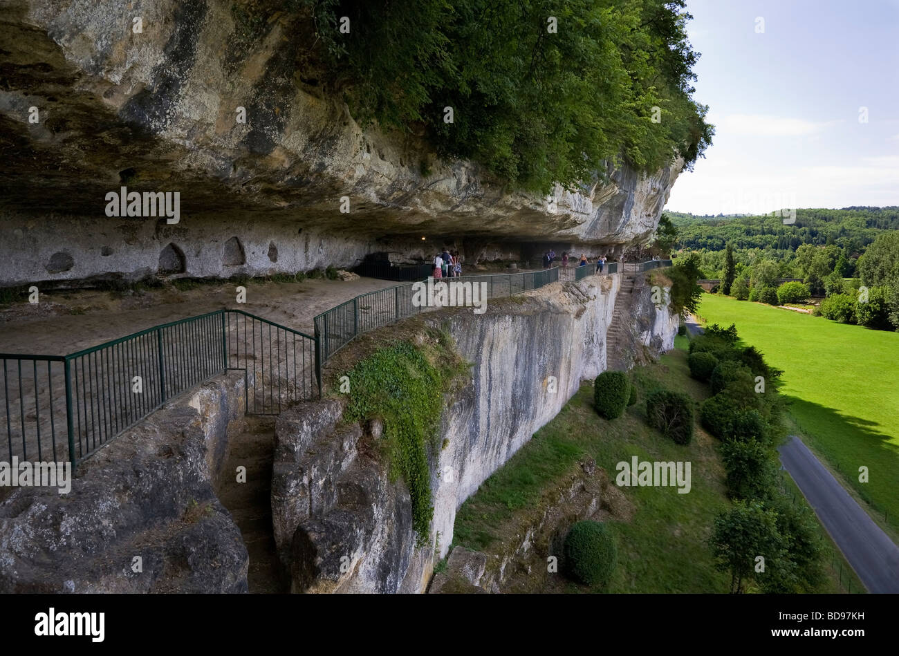 La Roque Saint Christophe, abitata per 55.000 anni, Aquitaine, Dorgogne, Francia Foto Stock