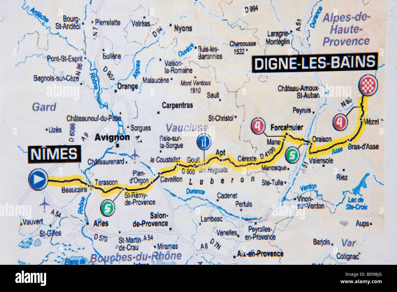 Itinerario del Tour de France 2008 Provence Francia Foto Stock