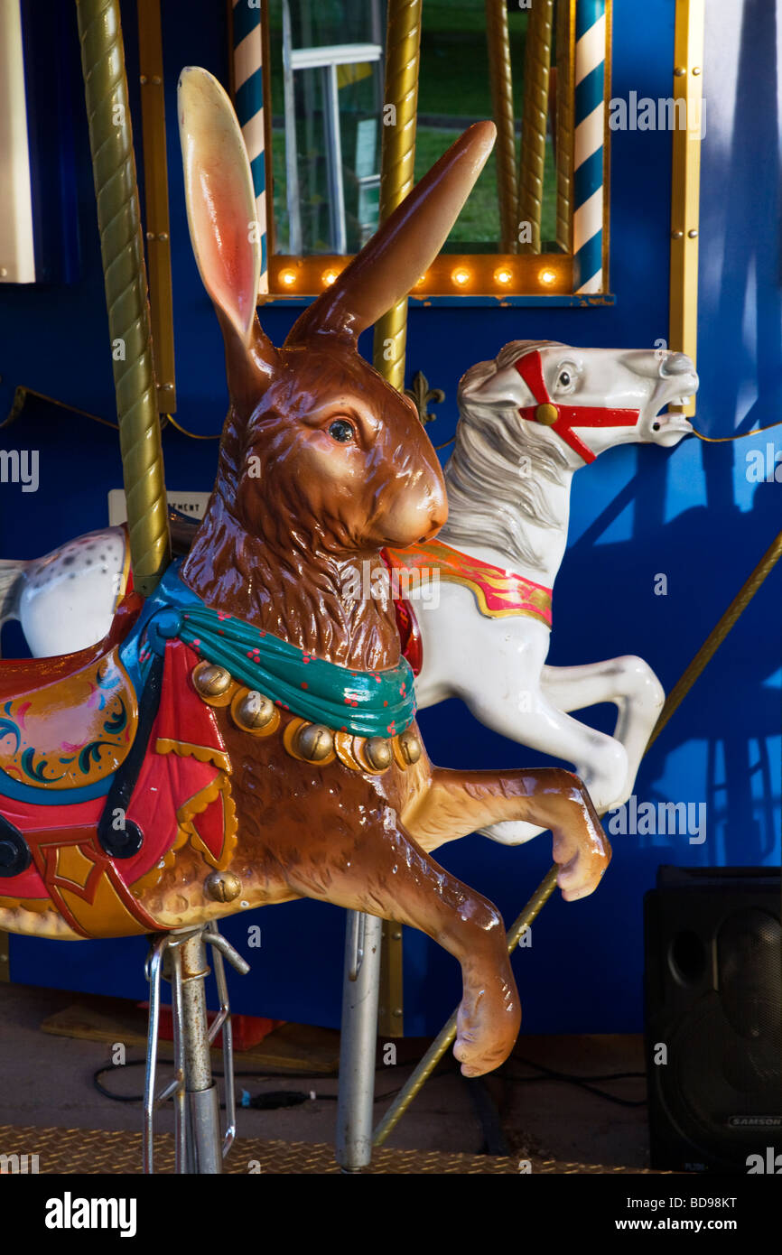 Un coniglio e del cavallo di una giostra in Boston Common il parco e giardino completato nell'anno 1837 Boston Massachusetts Foto Stock