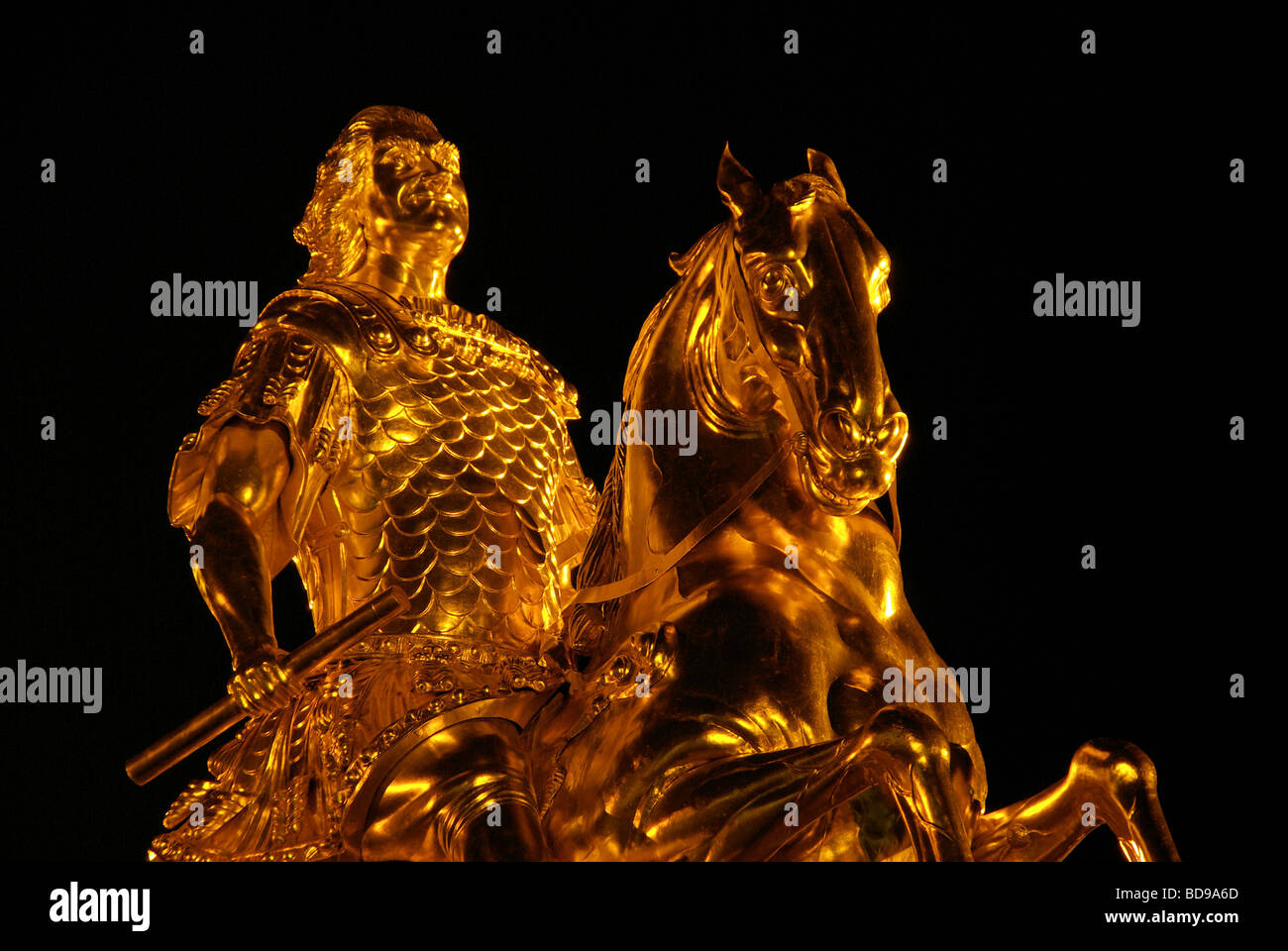 Dresden Goldener Reiter Nacht Dresden Golden Knight notte 05 Foto Stock