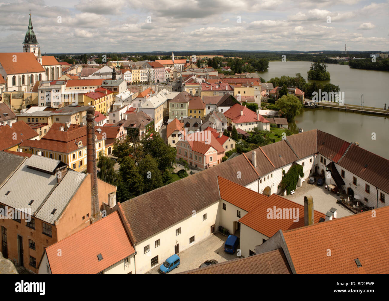 Vista sulla città Jindrichuv Hradec Foto Stock