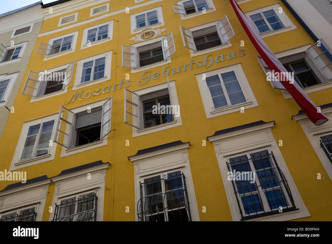 Wolfgang Amadeus Mozart Geburtshaus casa Salzburg Austria UE Foto Stock