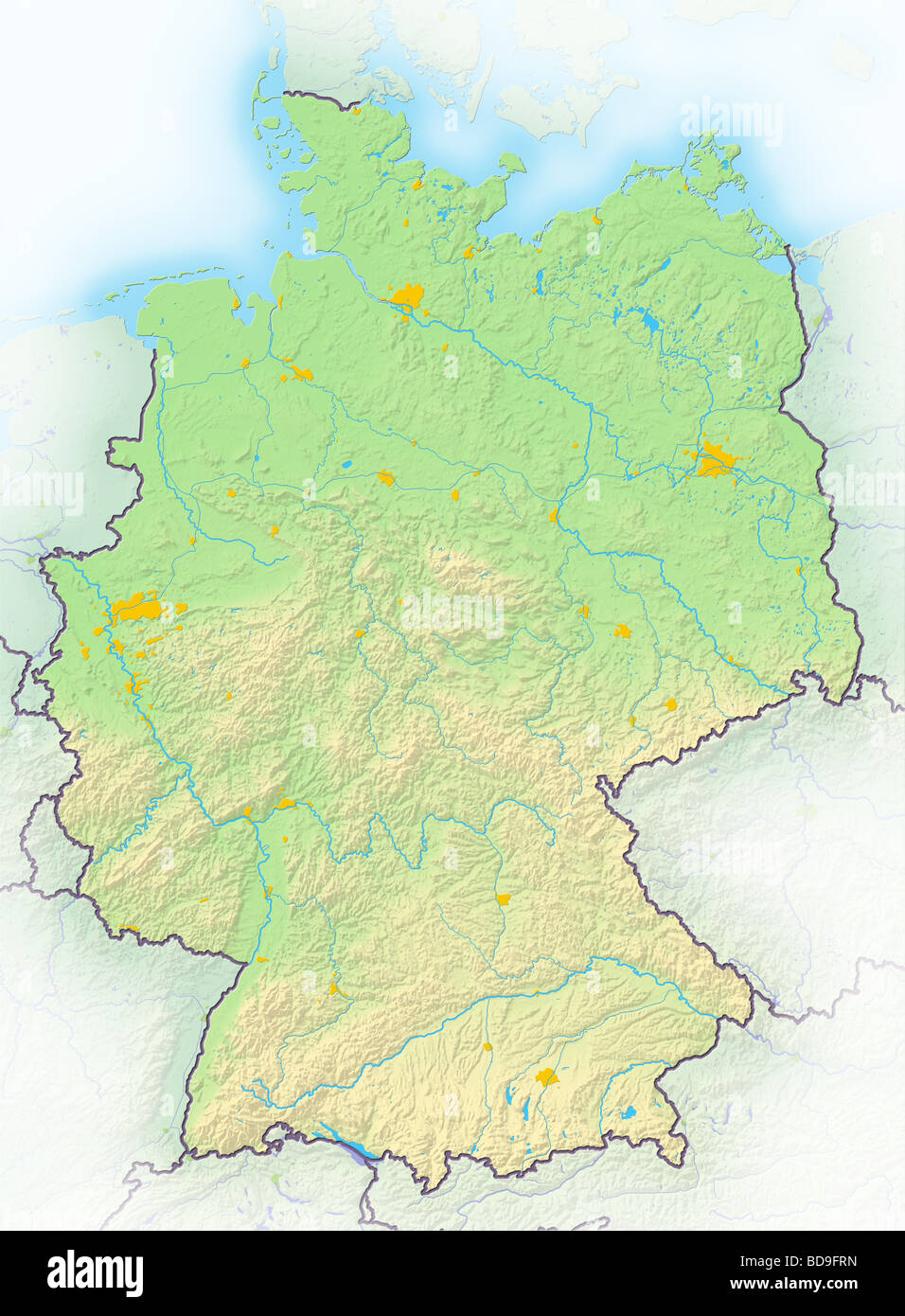 Germania, Rilievo ombreggiato mappa. Foto Stock