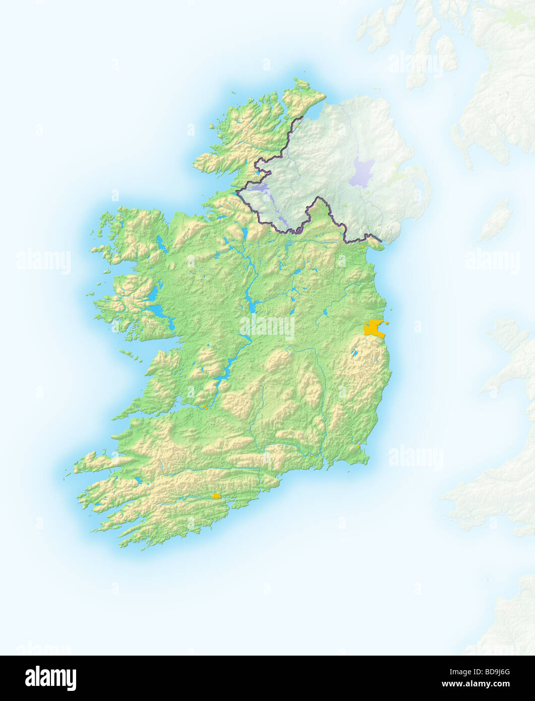 Irlanda, Rilievo ombreggiato mappa. Foto Stock