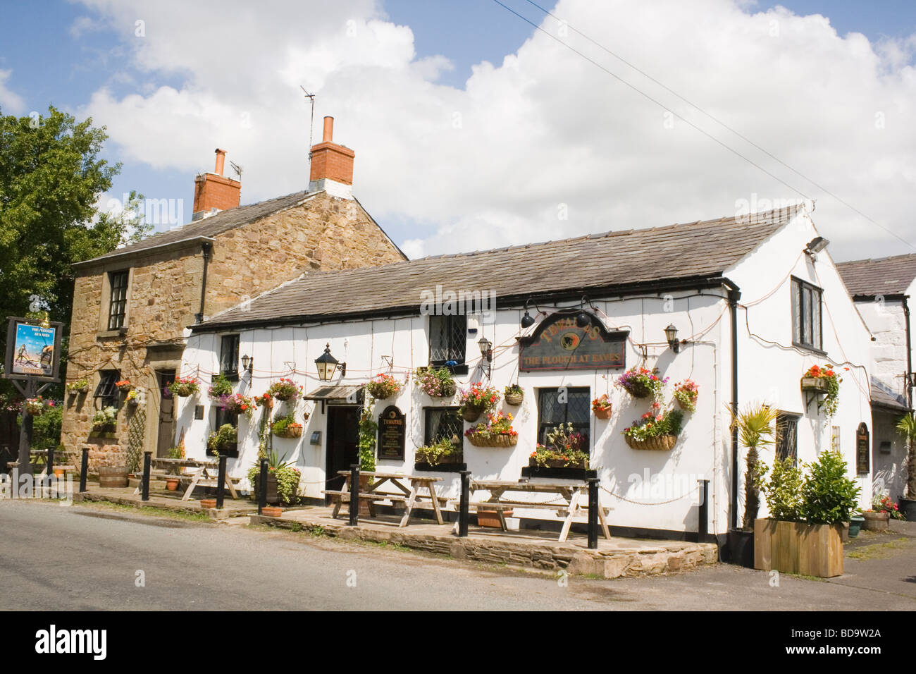 L'Aratro a gronda tradizionale English Pub di campagna Woodplumpton vicino a Preston Lancashire Inghilterra Foto Stock