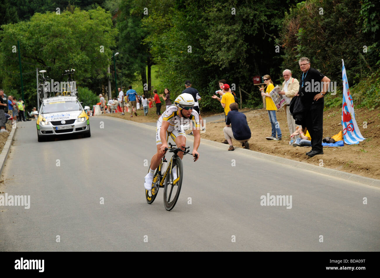 Mark Cavendish (GBR) Team Columbia - HTC. Cronometro individuale, Lac d'Annecy tappa nel 2009 Tour de France. Foto Stock