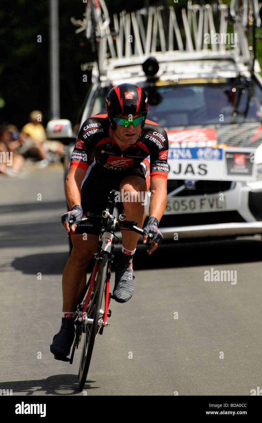 Jose Joaquin Rojas Gil (Spa) Caisse d'Epargne. Cronometro individuale, Lac d'Annecy tappa nel 2009 Tour de France. Foto Stock