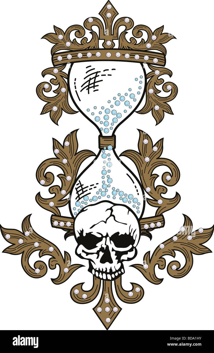 Cranio Rock classico emblema araldico Foto Stock