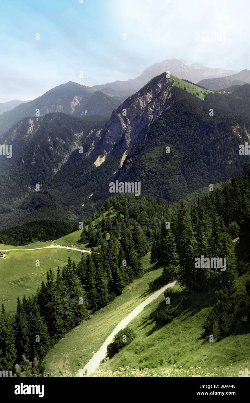 Alpi - dal monte Herzogstand nelle alpi Foto Stock