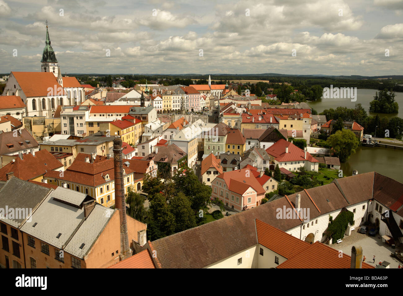 Vista sulla città Jindrichuv Hradec repubblica Ceca Europa Foto Stock