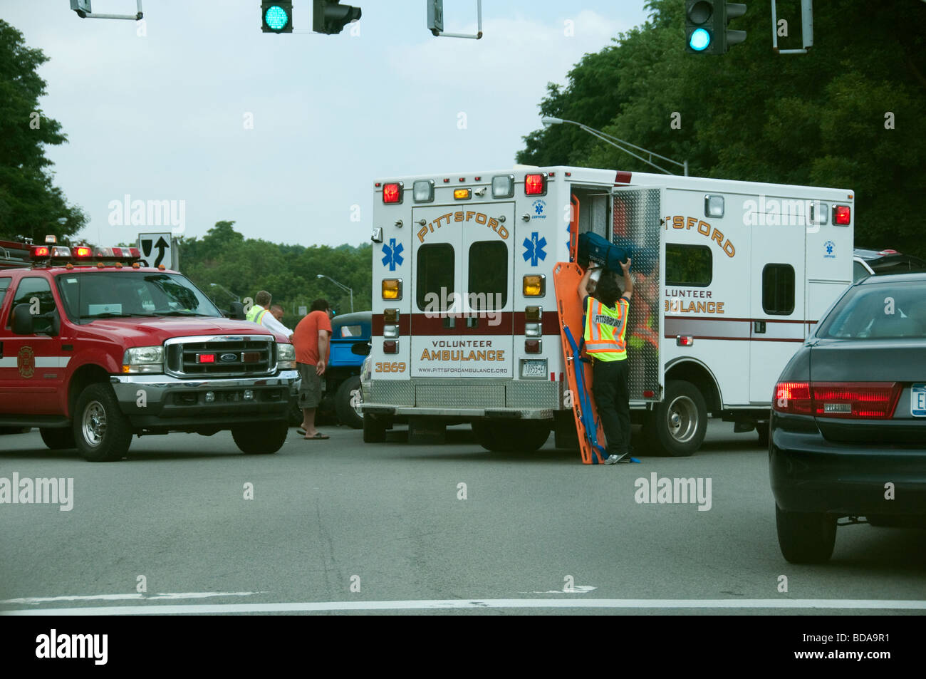 Vehicular scena dell'incidente. Foto Stock