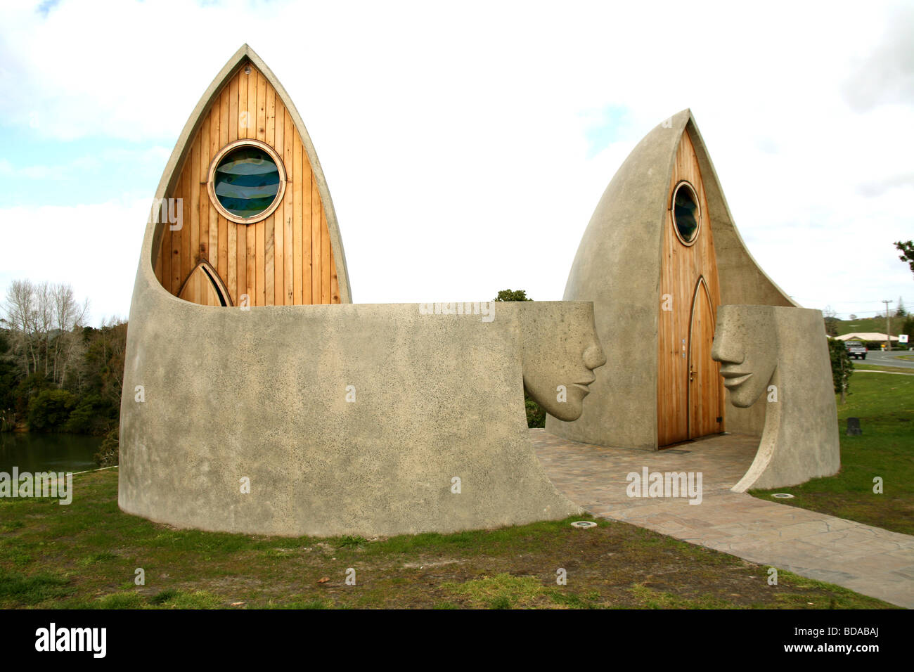 Architetto disegnò i bagni pubblici in Nuova Zelanda Foto Stock