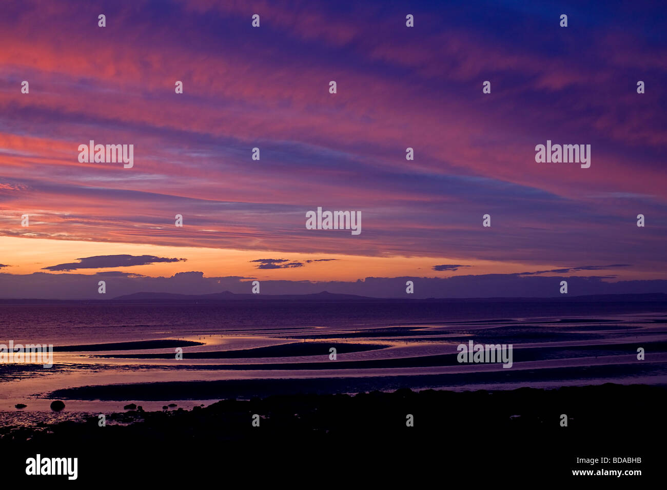 La baia di Gosford tramonto Firth of Forth Lothian in Scozia Foto Stock