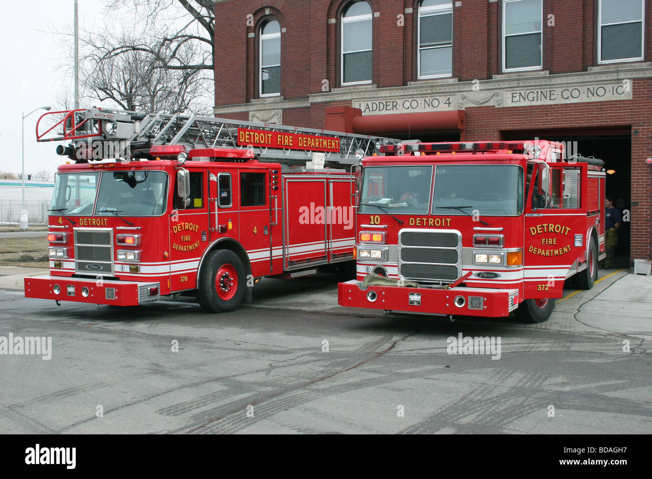Scaletta Co 4 motore Co10 Detroit Fire Department Detroit mi usa queste aziende antincendio sono state ormai sciolto in modo permanente Foto Stock