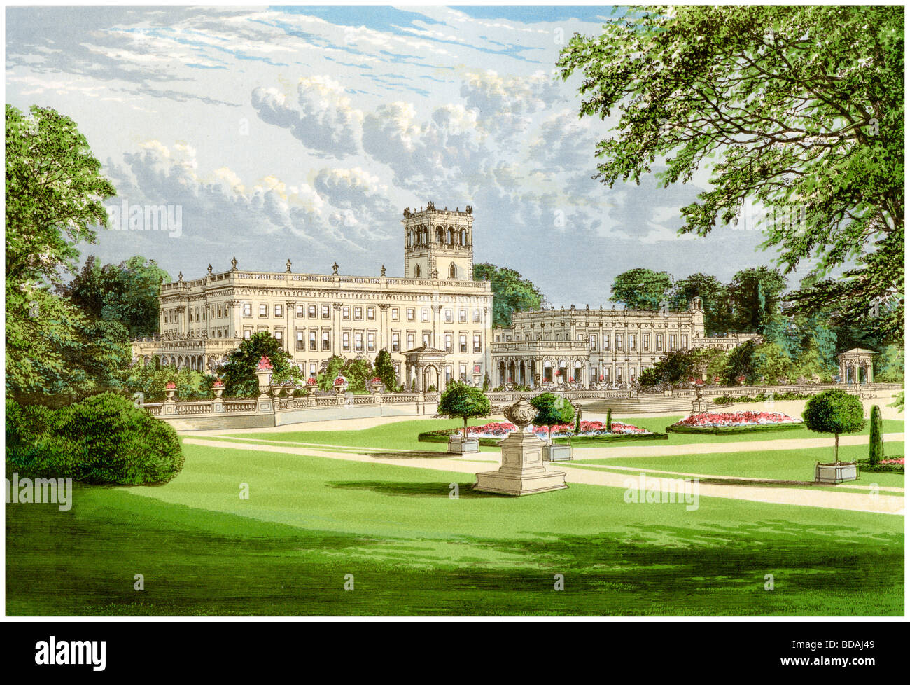Trentham Hall, Staffordshire, casa del duca di Sutherland, c1880. Artista: sconosciuto Foto Stock