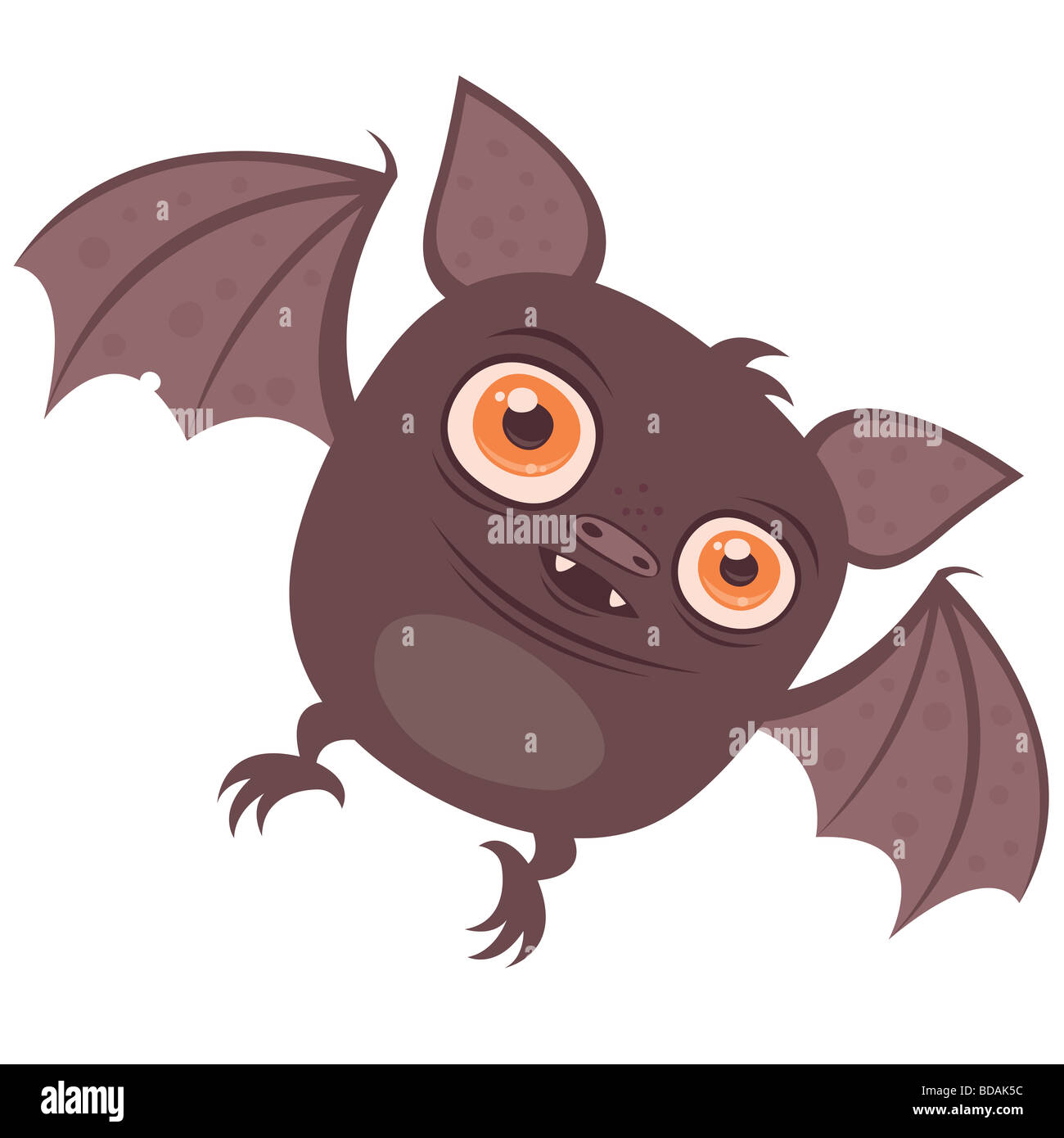 Vector cartoon illustrazione di un simpatico chubby Vampire Bat con grandi occhi arancio. Ottimo per la festa di Halloween! Foto Stock