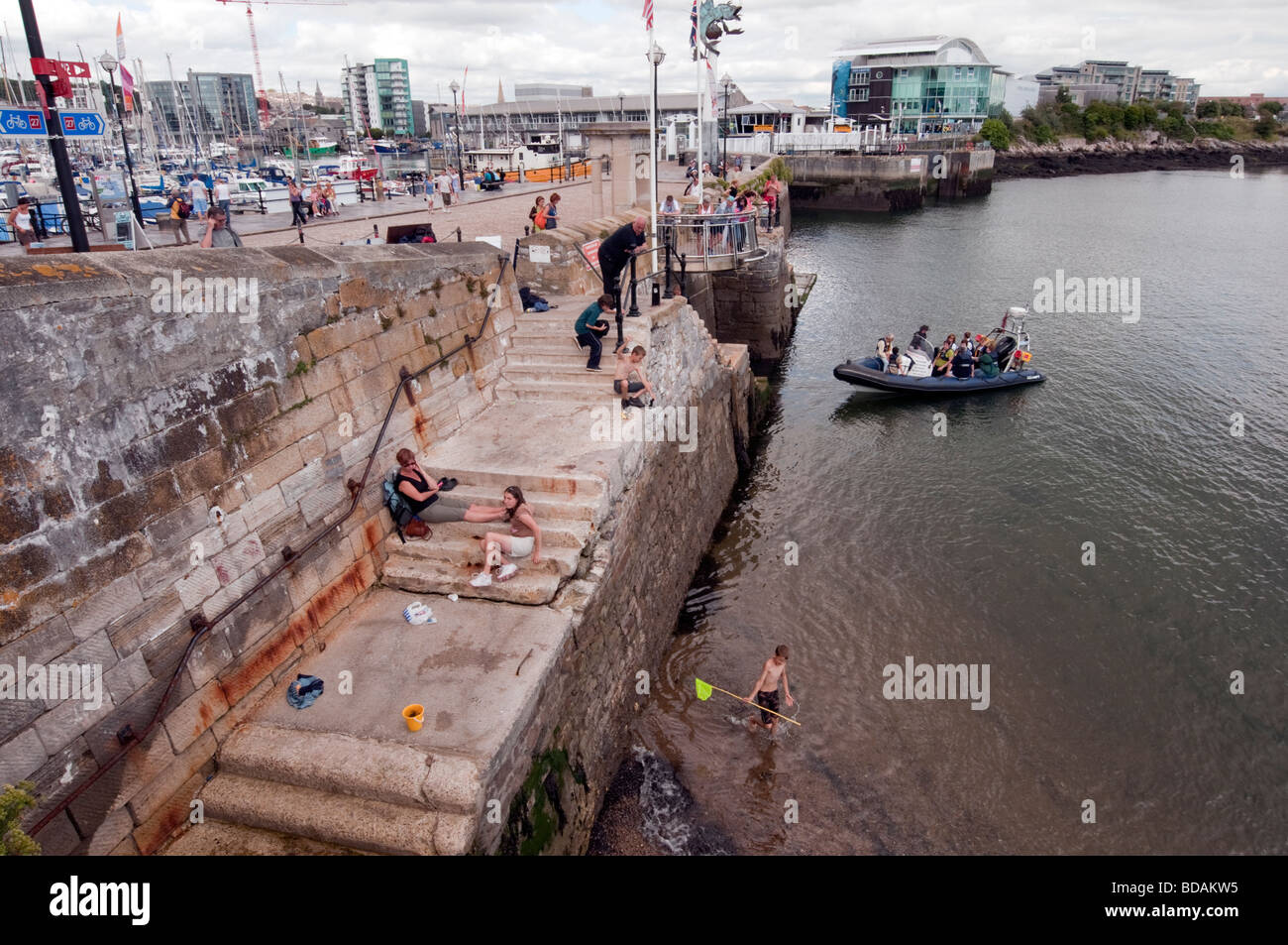 Plymouth Mayflower Steps del Barbican Devon England Foto Stock