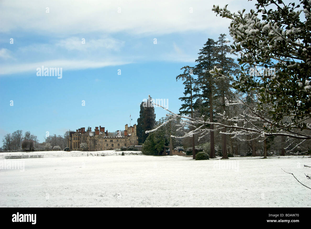 New Forest Snow Hampshire REGNO UNITO Rhinefield House Hotel Foto Stock