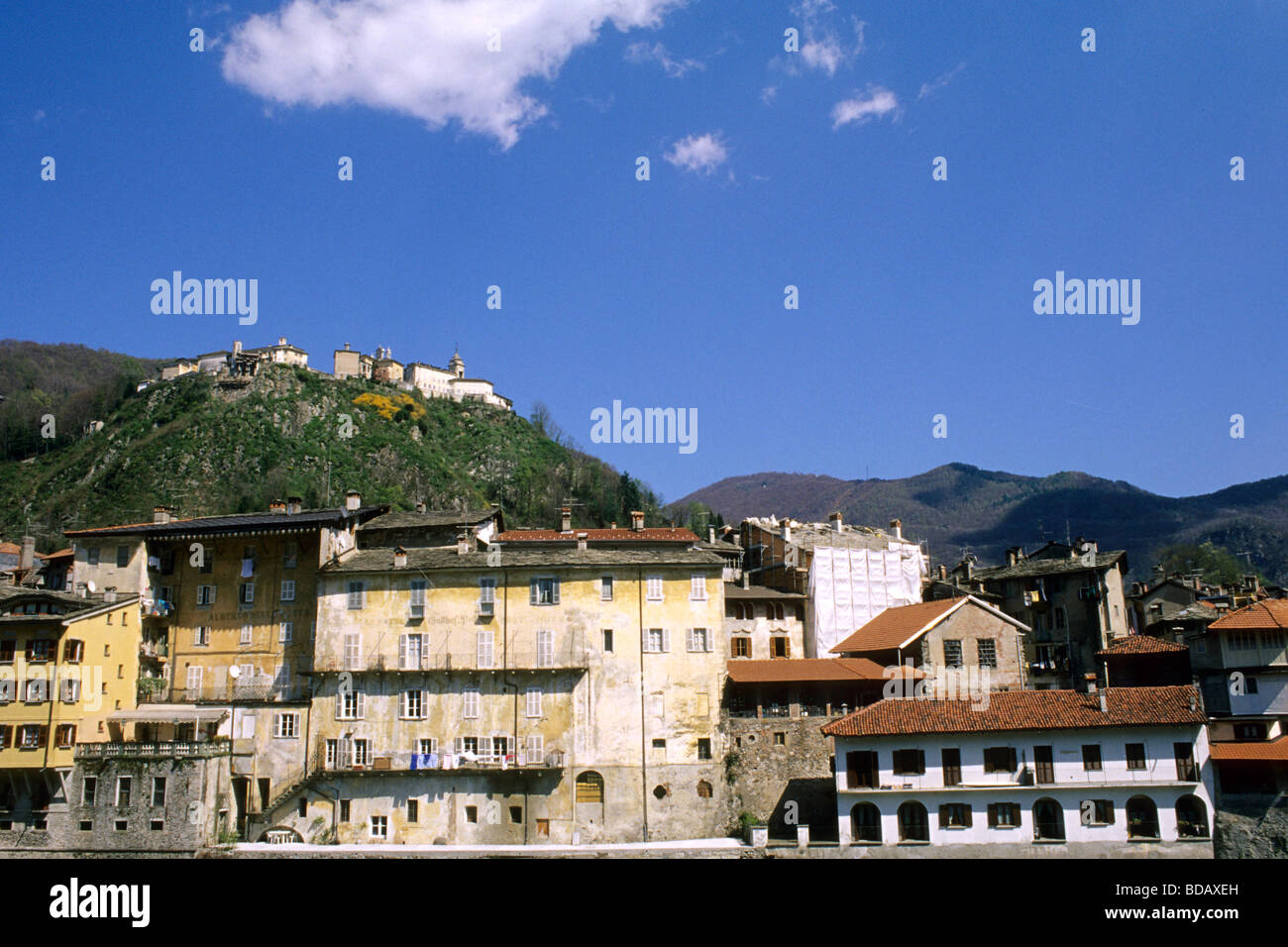 Vista di Varallo Sesia Vercelli Italia Foto Stock